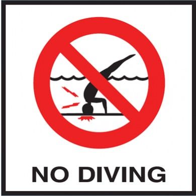 Pool No Diving Image Non-Skid Ceramic Tile - 6 In x 6 In